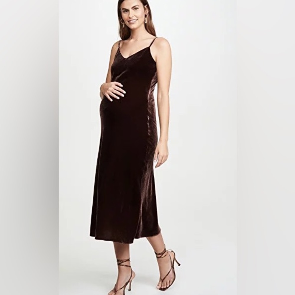 Hatch Maternity - The Ricky - Slip Dress in Brown Velvet